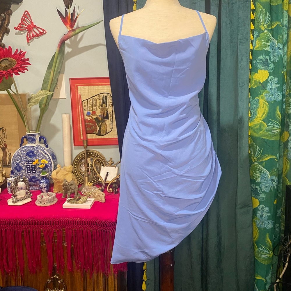 Spaghetti strap blue dress